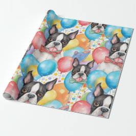 Boston Terrier och ballonger Presentpapper