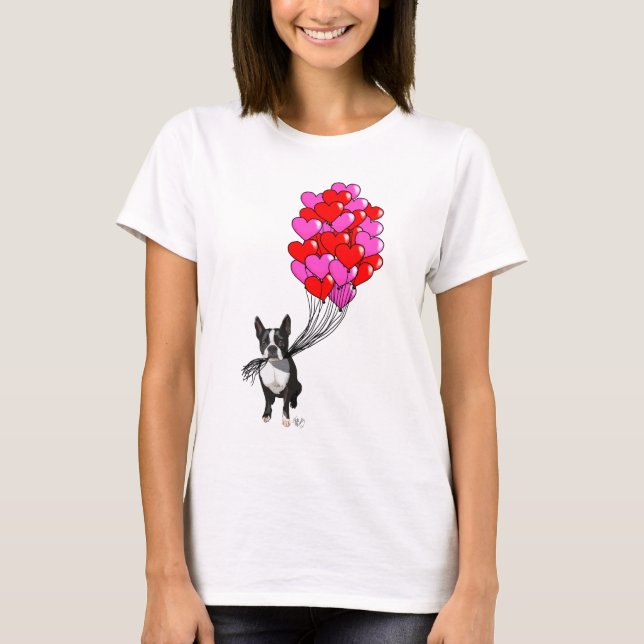 Boston Terrier och ballonger Tee (Framsida)