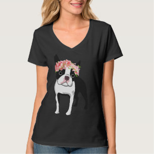 Boston Terrier och Flowers Passande T Shirt