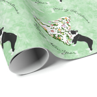 Boston Terrier och julgran Presentpapper