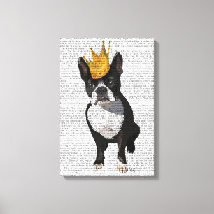 Boston Terrier och Krona Canvastryck