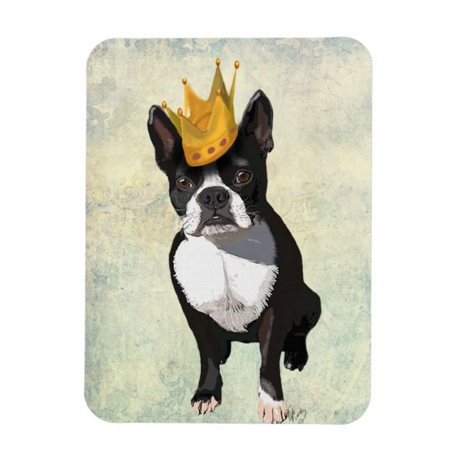 Boston Terrier och Krona Magnet (Vertikal)