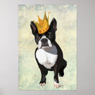 Boston Terrier och Krona Poster