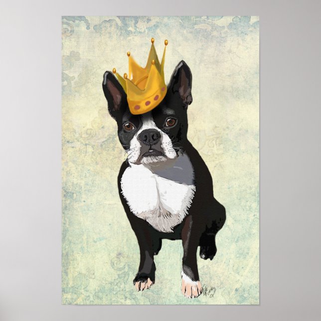 Boston Terrier och Krona Poster (Framsidan)