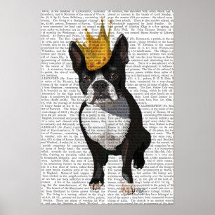 Boston Terrier och Krona Poster
