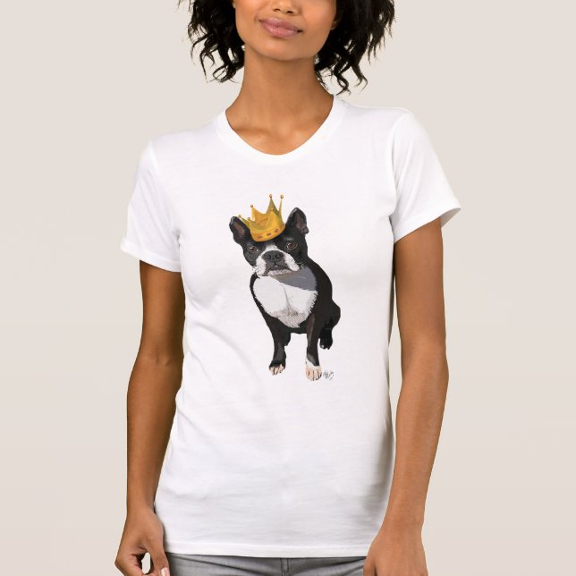 Boston Terrier och Krona T-shirt (Framsida)