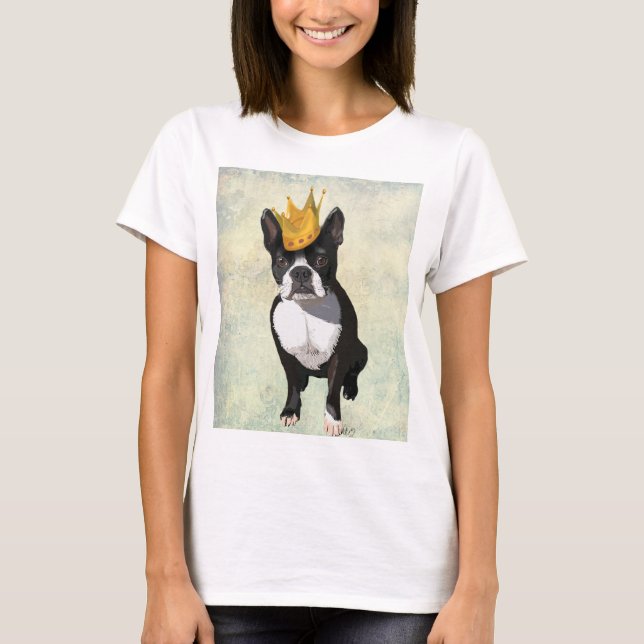Boston Terrier och Krona Tee Shirt (Framsida)