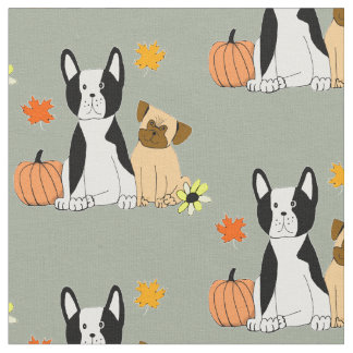 Boston Terrier och tyg för mopsnedgångmönster
