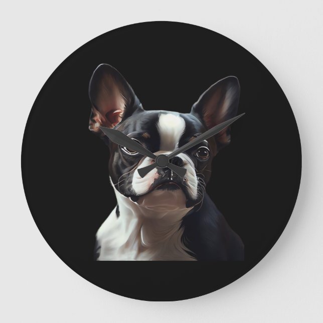Boston Terrier - Oil Paint Classic T-Shirt Stor Klocka (Framsida)