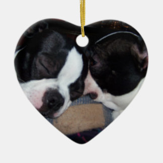 BOSTON TERRIER ORINAMENT JULGRANSPRYDNAD KERAMIK