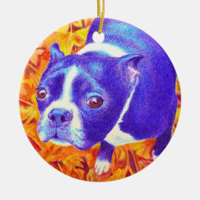 Boston Terrier Ornament - "Daisy" (Framsidan)