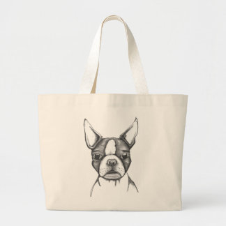 BOSTON TERRIER OVERSIZISK TOT BAG JUMBO TYGKASSE