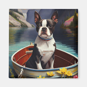 Boston Terrier på Paddle: A Scenia Äventyr Magnet