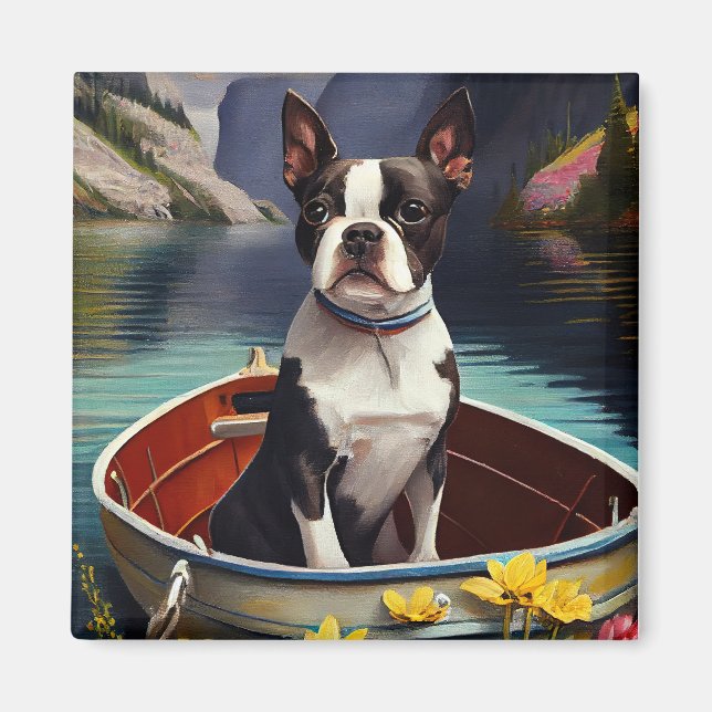 Boston Terrier på Paddle: A Scenia Äventyr Magnet (Framsidan)