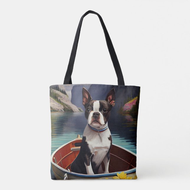 Boston Terrier på Paddle: A Scenia Äventyr Tygkasse (Baksida)