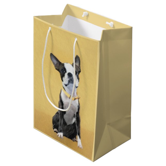 Boston Terrier Painting - Cute Original Hund Art (Framsidan Vinklad)