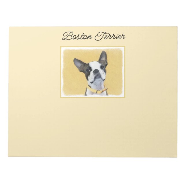 Boston Terrier Painting - Cute Original Hund Art Anteckningsblock (Framsida)