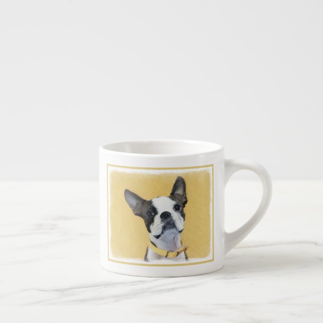 Boston Terrier Painting - Cute Original Hund Art Espressomugg (Höger)