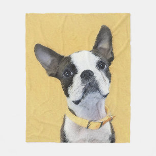 Boston Terrier Painting - Cute Original Hund Art Fleecefilt