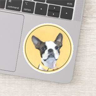 Boston Terrier Painting - Cute Original Hund Art Klistermärken