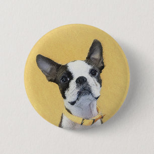 Boston Terrier Painting - Cute Original Hund Art Knapp