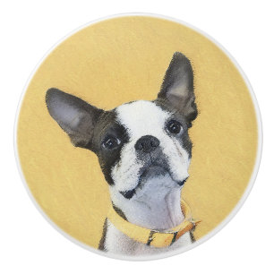 Boston Terrier Painting - Cute Original Hund Art Knopp