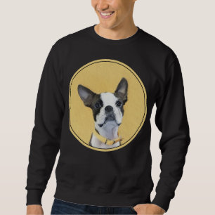 Boston Terrier Painting - Cute Original Hund Art Lång Ärmad Tröja