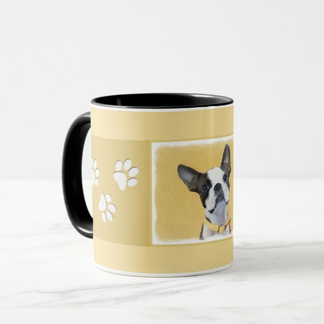 Boston Terrier Painting - Cute Original Hund Art Mugg (Framsida vänster)