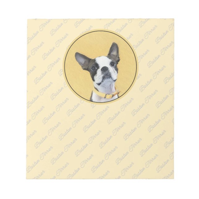Boston Terrier Painting - Cute Original Hund Art N Anteckningsblock (Framsida)