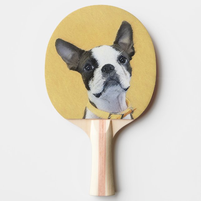 Boston Terrier Painting - Cute Original Hund Art Pingisracket (Framsidan)