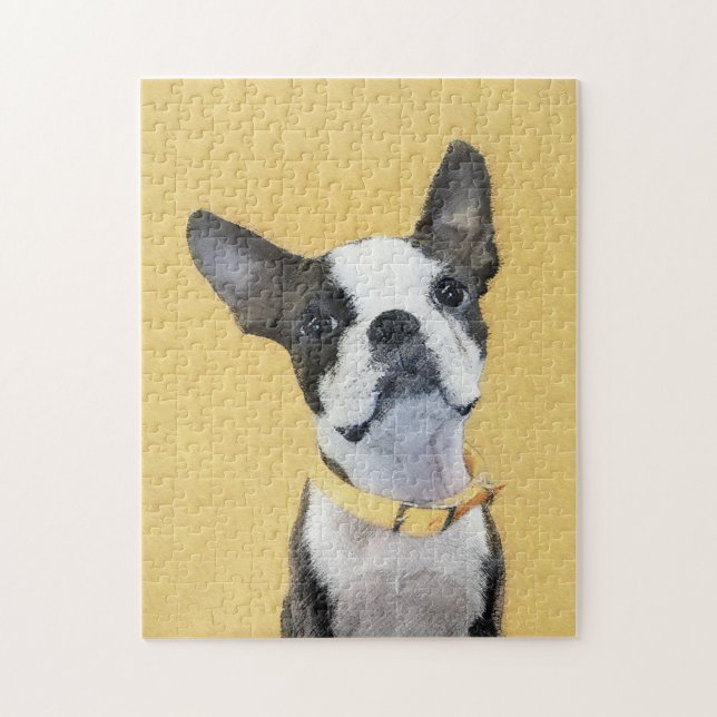Boston Terrier Painting - Cute Original Hund Art Pussel (Vertikal)