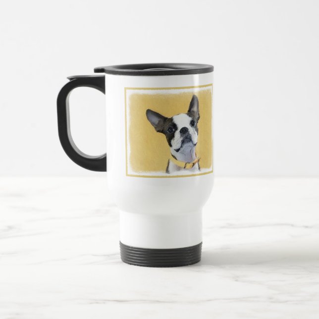 Boston Terrier Painting - Cute Original Hund Art Resemugg (Vänster)