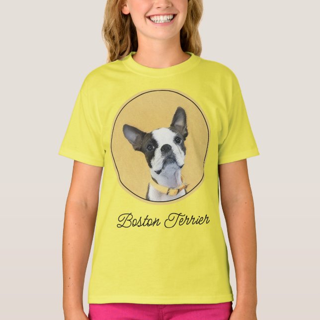 Boston Terrier Painting - Cute Original Hund Art T Shirt (Framsida)