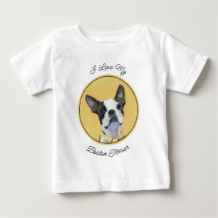 Boston Terrier Painting - Cute Original Hund Art T Shirt
