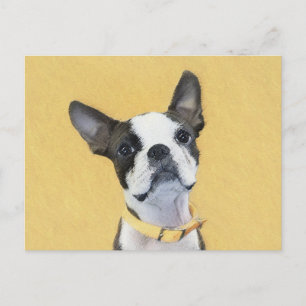 Boston Terrier Painting - Cute Original Hund Art Vykort