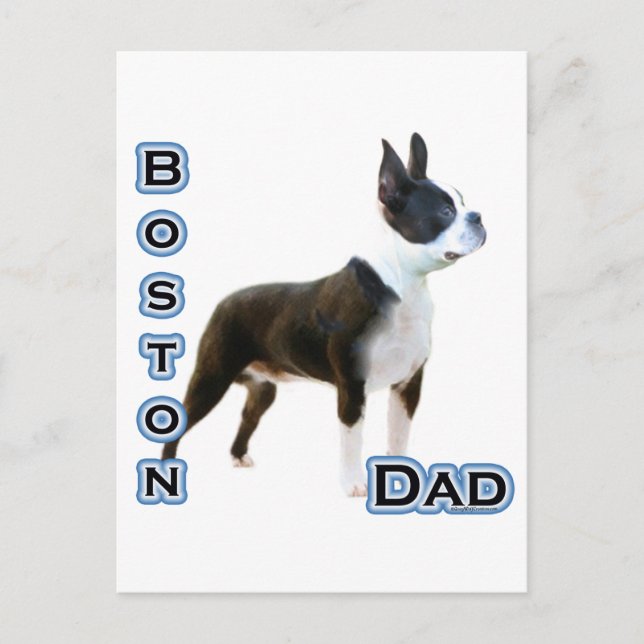 Boston Terrier Pappa 4 Vykort (Framsida)
