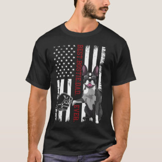 Boston Terrier Pappa Hund Amerikansk Flagga Bostie T Shirt