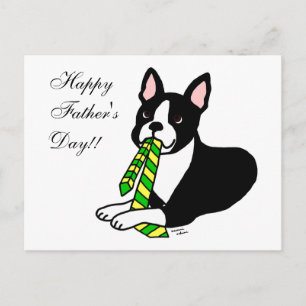 Boston Terrier pappa med Tie 1 Vykort
