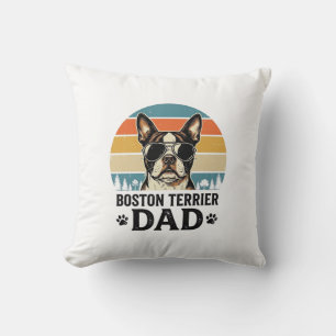 Boston Terrier Pappa Vintage Hund Ägare Design_1 Kudde