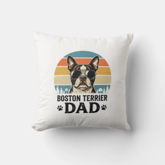 Boston Terrier Pappa Vintage Hund Ägare Design_1 Kudde