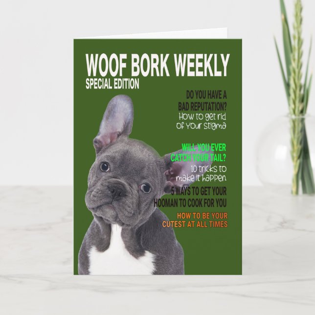 Boston Terrier Parody Magazine Cover Card Kort (Framsida)
