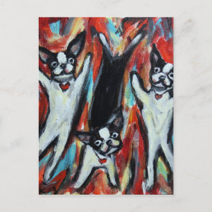Boston Terrier Party Kärlek Vykort