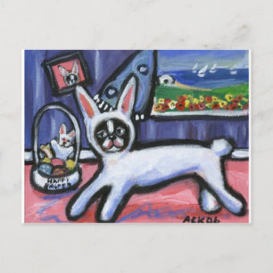 Boston Terrier Påskhare Helg Vykort