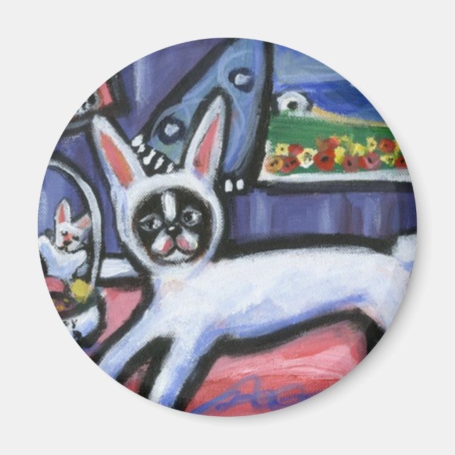 Boston Terrier Påskhare Magnet (Framsidan)