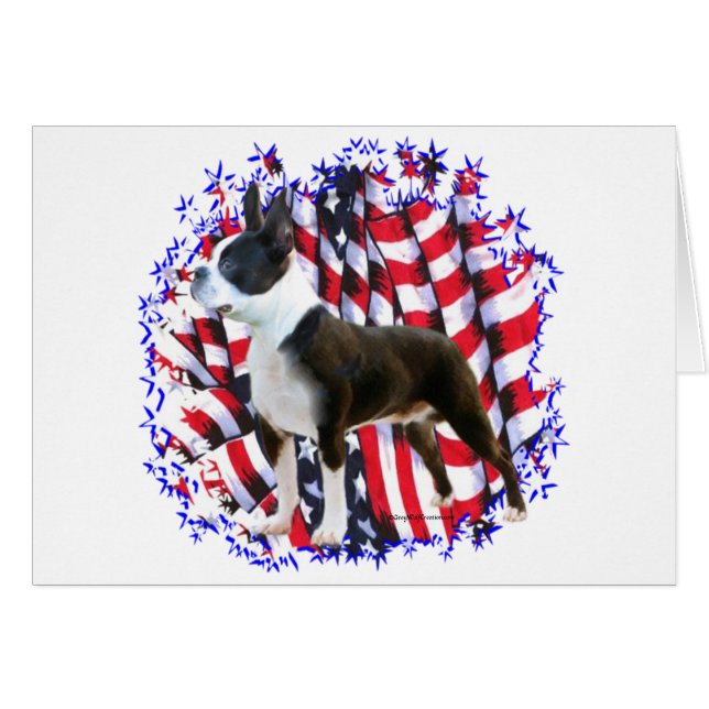 Boston Terrier Patriot Hälsningskort (Framsidan Horizontal)