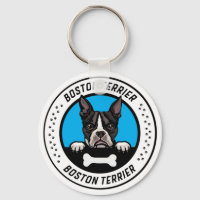 Boston Terrier Peeking Illustration Badge