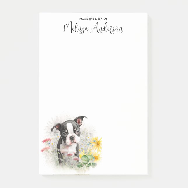 Boston Terrier Personlig Hund älskare Cute Puppy Post-it Block (Framsida)