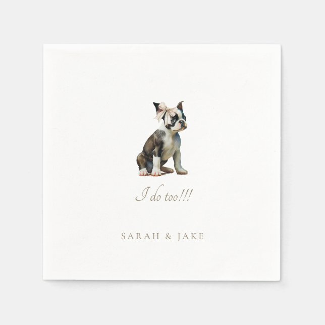 Boston Terrier Pet Bröllop Napkins Pappersservett (Framsidan)