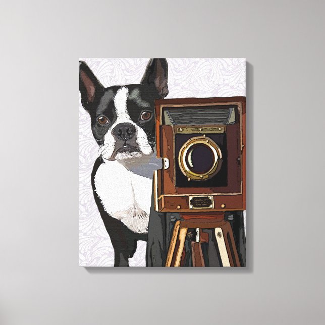 Boston Terrier Photographer Canvastryck (Framsida)