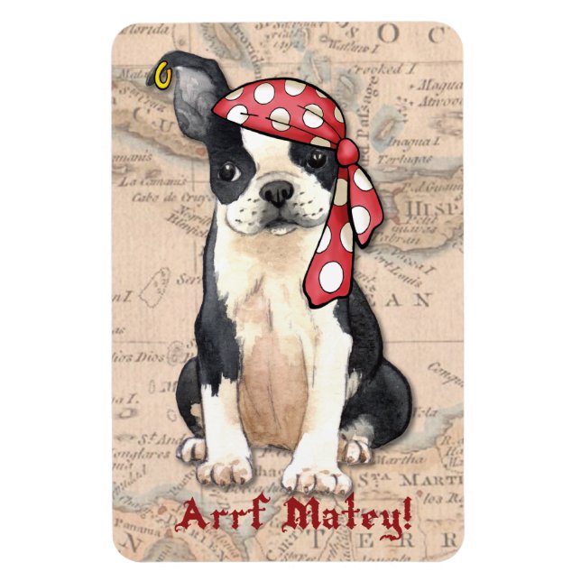 Boston Terrier Pirat Magnet (Vertikal)